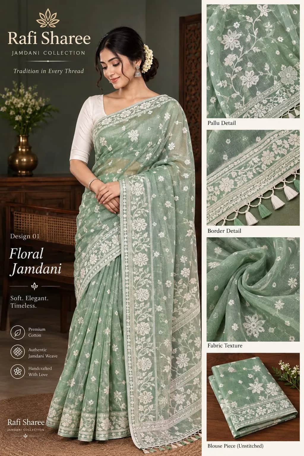 Floral Jamdani Saree (Rafi Sharee Jamdani Collection) — photo 3