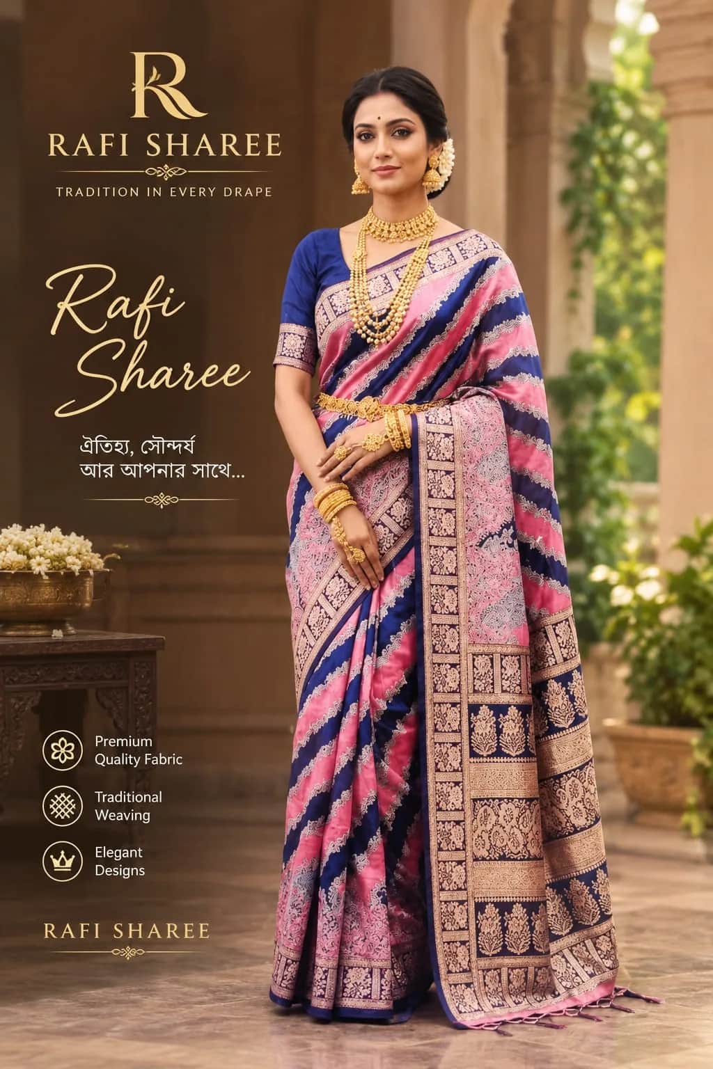 Floral Jamdani Cotton Saree — photo 3