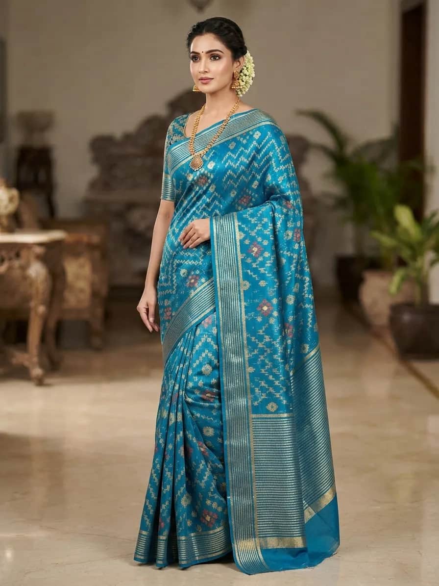 Royal Blue Banarasi Organza Saree